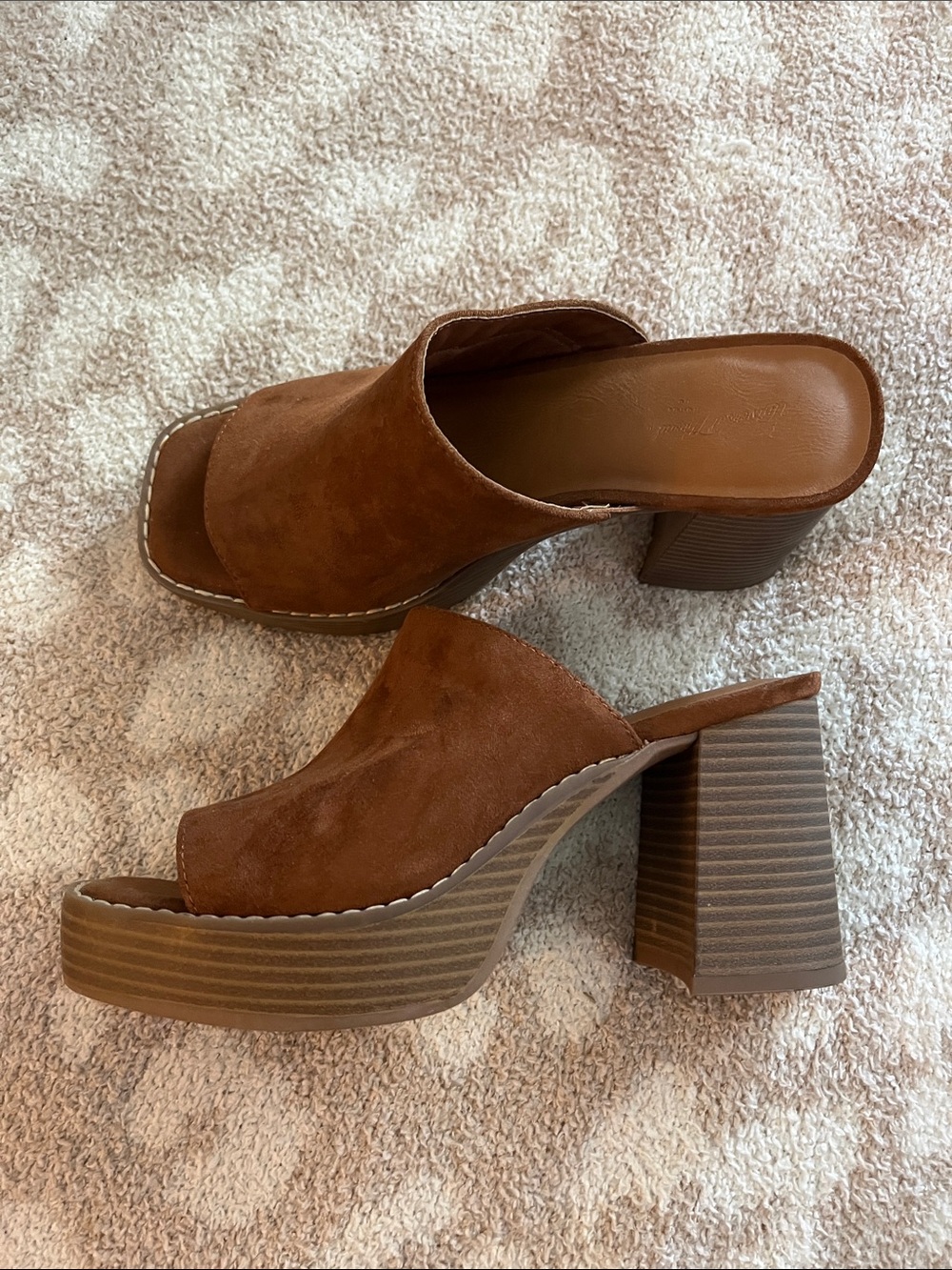Universal Thread Brown Suede Open-Toe Mule Heels